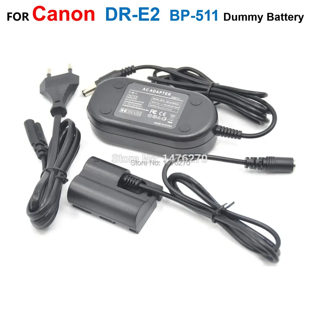 

DR-E2 DR-400 DC Coupler BP511 BP-511 Dummy Battery+ACK-E2 AC Power Adapter Charger For Canon EOS 5D 10D 20D 30D 40D 50D D60 300D