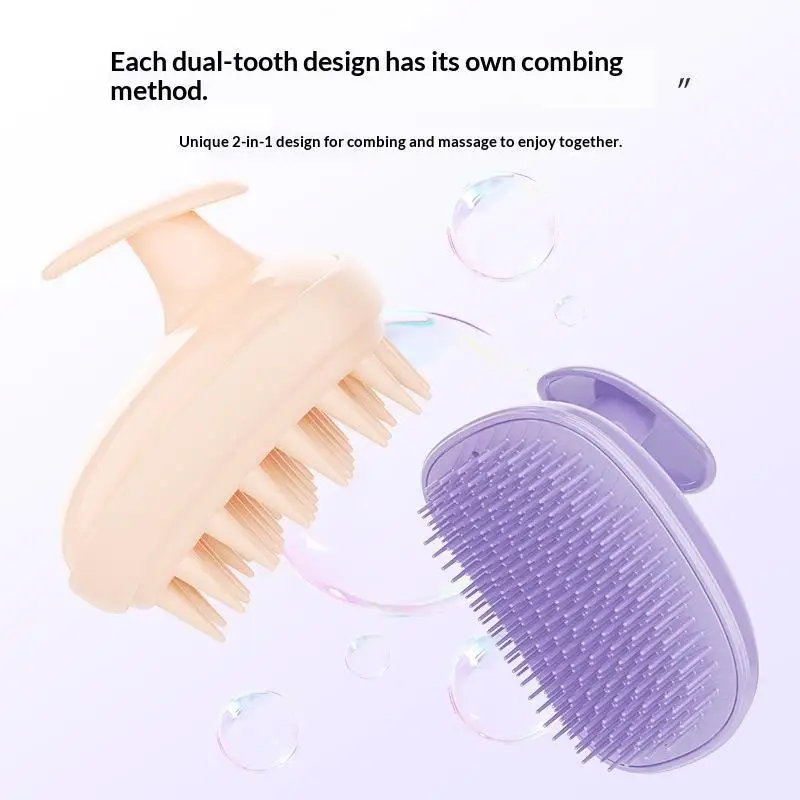 Spazzola per Cuoio Capelluto in ABS con Setole Morbide Doppie, Massaggiatore per Pulizia Profonda del Cuoio Capelluto, Strumento per Cura Quotidiana e Lavaggio dei Capelli - immagine 4