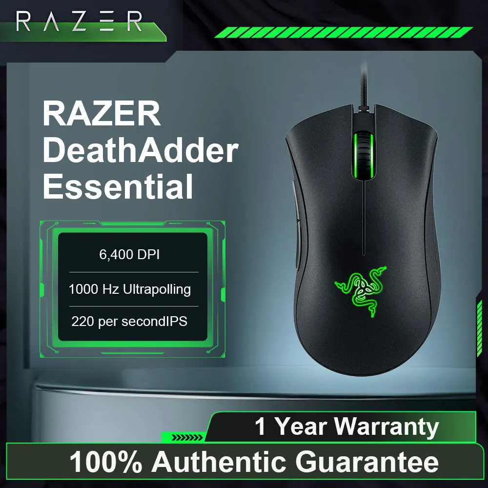 

Mouse Razer DeathAdder Essential Mouse Gamer Pc Gamer 6400DPI Ergonomic Design Mechanica Side Button Mice Laptop Accessories