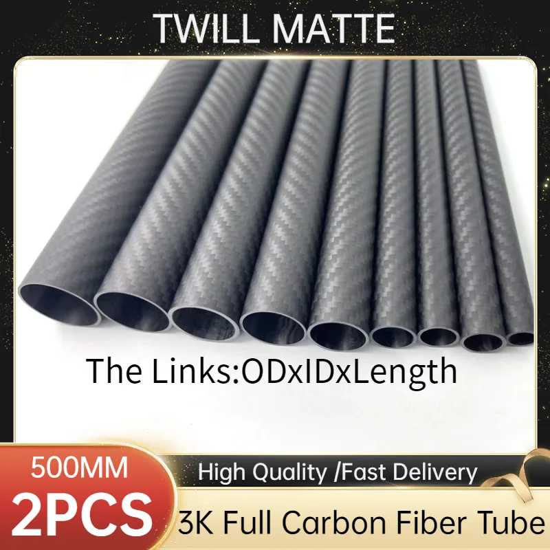 3k Carbon Fiber Tube, Twill Matte, Length:500mm, Wall Thickness: 2.5mm,Calibre: 8mm-44mm  RC Airplane Models Accessories.