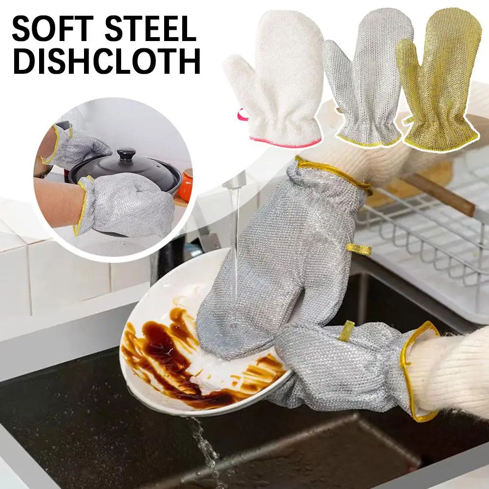 Steel Kitchen Dishcloth Multipurpose Wire Dishwashing Rag Clean Glove  Wet/dry Multipurpose Wire Miracle Cleaning Cloths - AliExpress