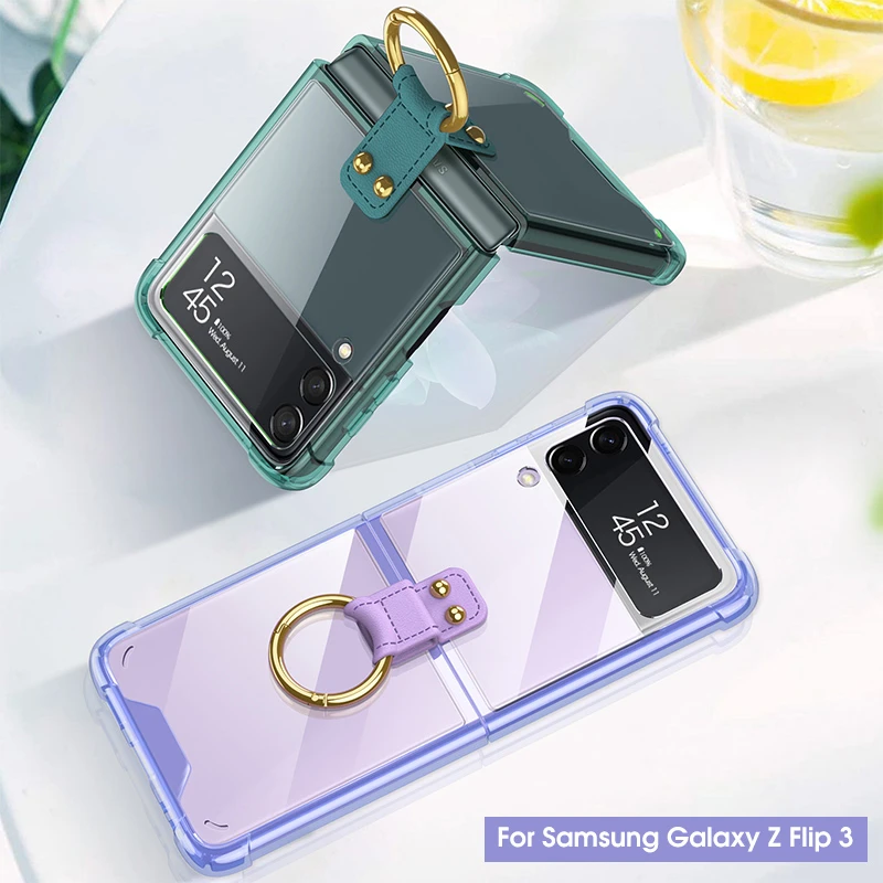 Anti Fall Ring Holder Phone Case For Samsung Galaxy Z Flip 3 Back Cover For Galaxy Z Flip Zflip3 Shell Folding Ring Stand Case Mobile Phone Cases Covers Aliexpress