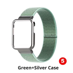Premium Nylon Strap with Metal Case Protector - Adjustable Wristband for Mi Watch Lite (5.Green band)
