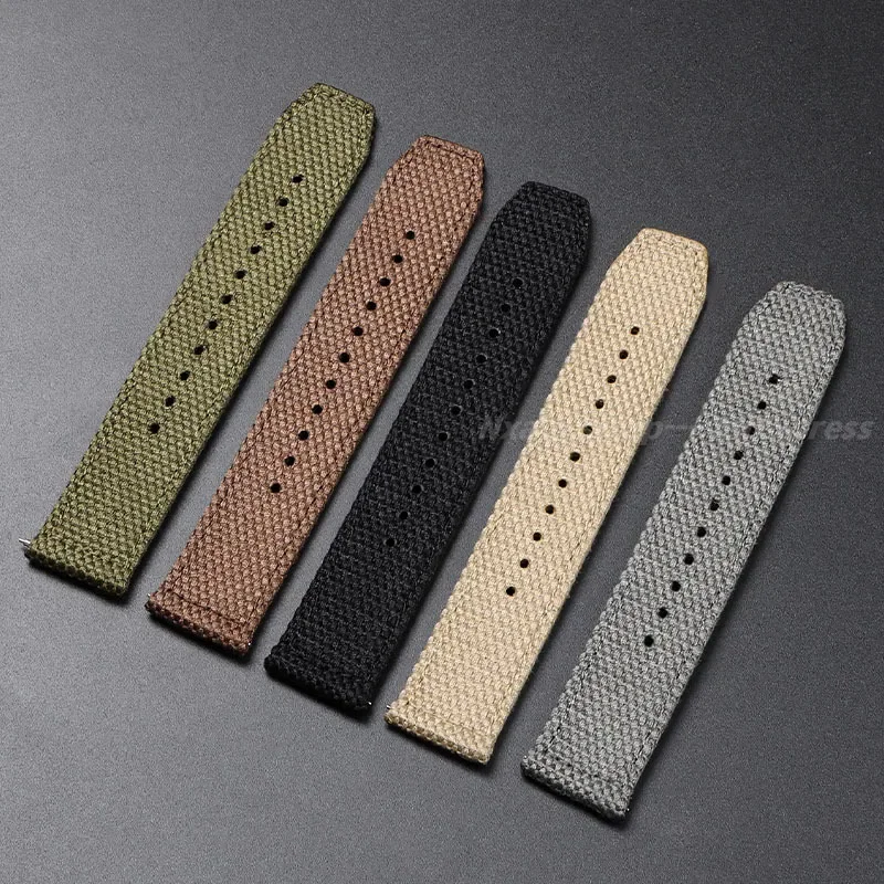 Men's Military Sports Nylon Cotton Watch Strap with Quick Release - Braid Bracelet Design