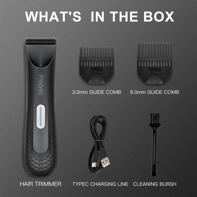Electric Trimmer for Men's Groin Hair: Versatile Body Groomer and Waterproof Pubic Hair Trimmer with Replaceable Ceramic Blade 6
