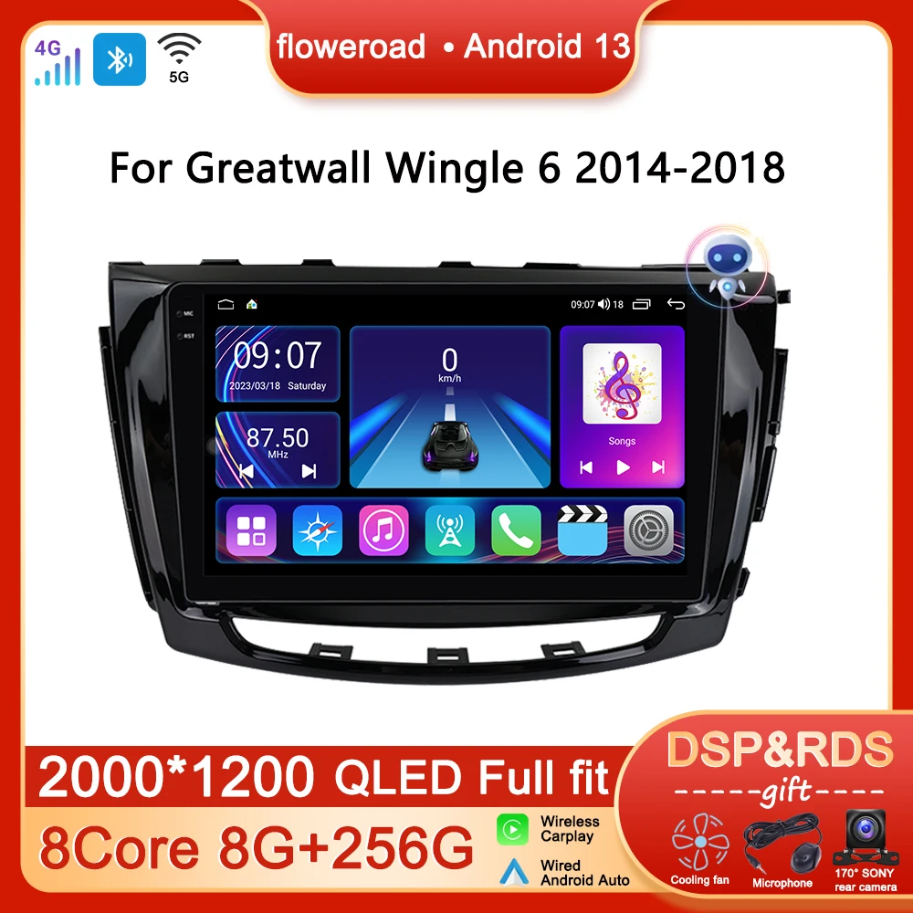 Autoradio Lettore Multimediale Android Per Great Wall Gwm Steed Great Wall Wingle 6 2014 - 2018 Android Auto Carplay Gps 2Din Video
