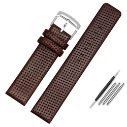 Genuine Leather Men's Watchband Bracelet Cowhide Strap Replacement (20mm, 22mm) - 20mm (Dark brown - silver)