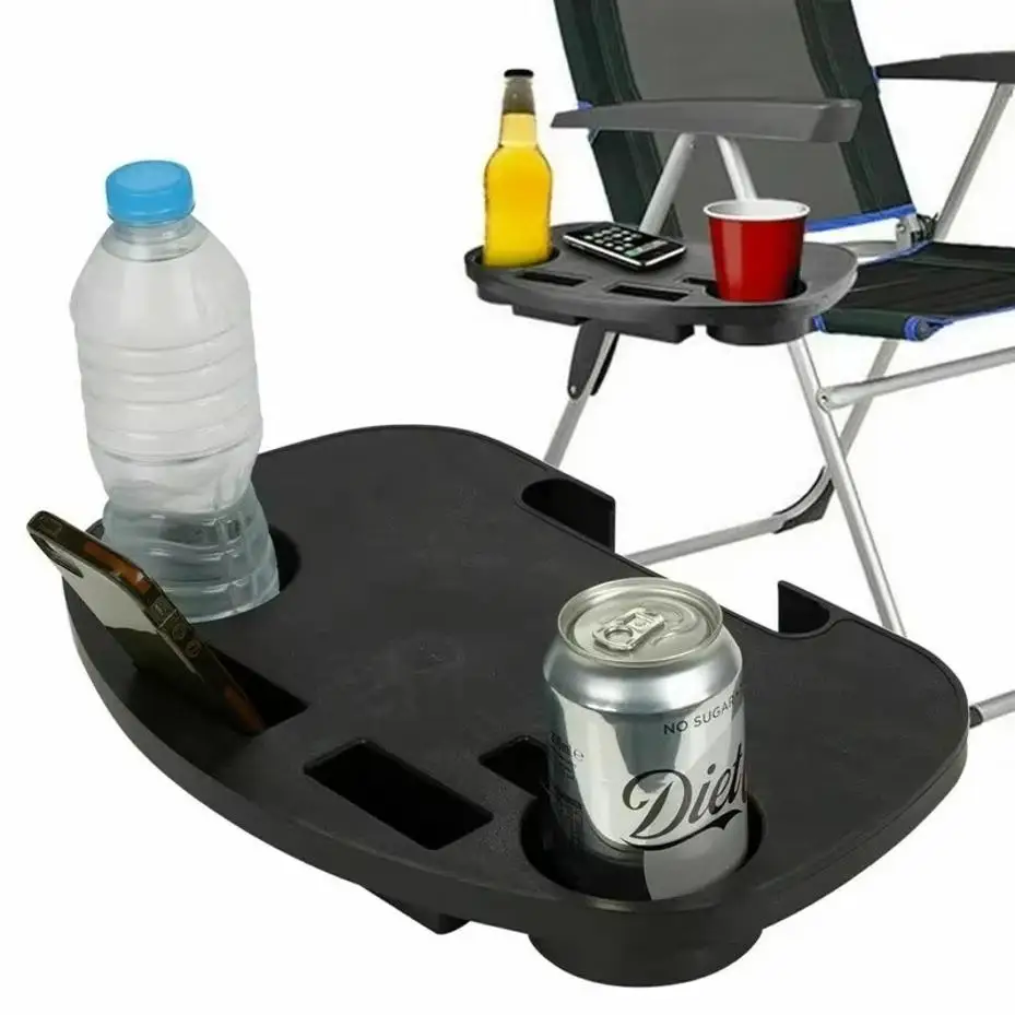 Clip della sedia da salotto Tavola laterale Tavola vassoio bevande Clip facile da trasportare Adatto per la pesca all'aperto Camping Spiaggia Camping attrezzature - immagine 6