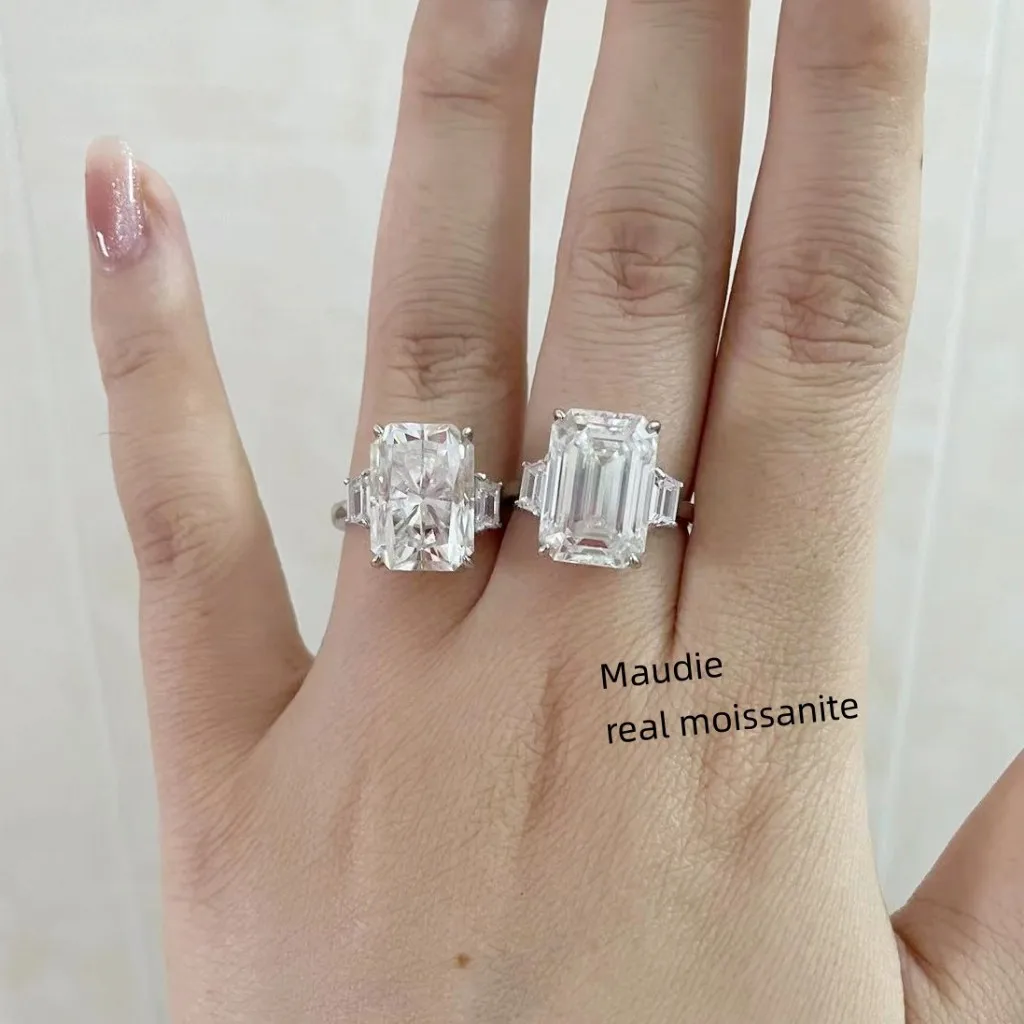 

Модное женское кольцо с бриллиантами 10 карат, роскошное обручальное кольцо из серебра 100% пробы с толстым изумрудом