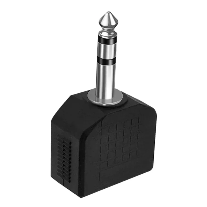 Universal Audio Jack Adapter - 6.35mm Male to 3.5mm/6.35mm Female Headphone & Microphone Splitter