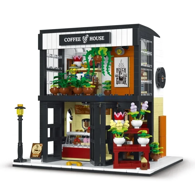 

Cafe Shop Flower Coffee House Modular Building Blocks MOC 031066 Model Bricks City Street View Creative Ideas Toy Gift Children