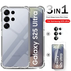 Premium TPU Soft Cover with Protective Glass and Camera Screen Protector - Samsung S25 (1front 1lens 1case)