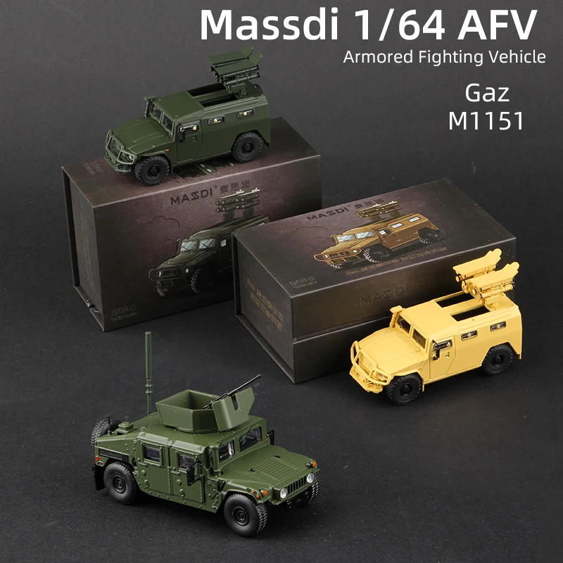 Massdi 1:64 Tiger Gaz Armored Vehicle Car Model M1151 Off Road Antitank Alloy Miniature Diecast Vehicles Toy Collection 