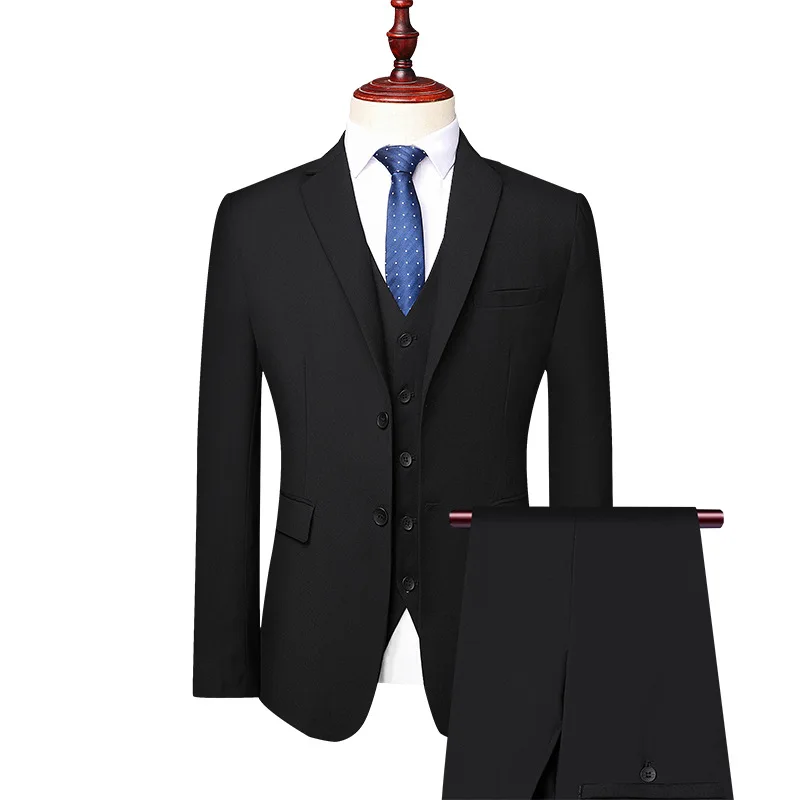 Men 3 Piece Blazer Sets Elegant Luxury Single Breasted Wedding Jacket Design Latest Vest 2023 Business Slim Fit Formal Pant Suit
