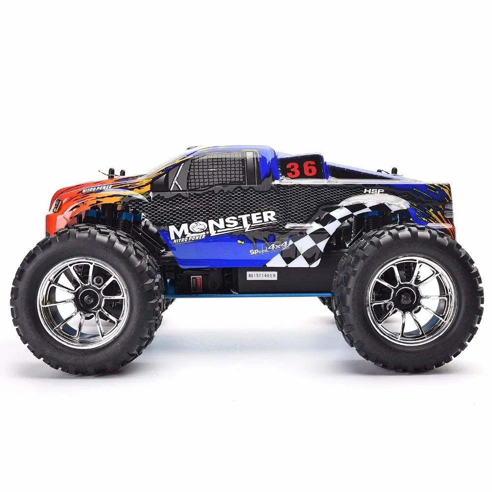 Moteur nitro et suspension de la voiture RC HSP 94188 1/10 4WD Tout-Terrain RTR 60-70km/h.