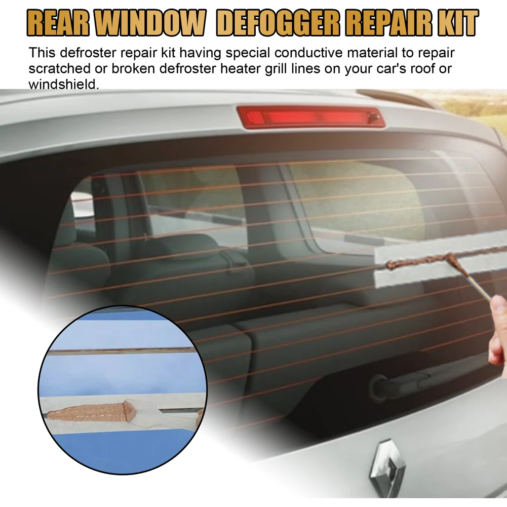 Car Rear Window Defogger Repair Kit DIY Quick Repair Scratched Broken Defroster Heater Grid Lines Professional Care Accessories 3