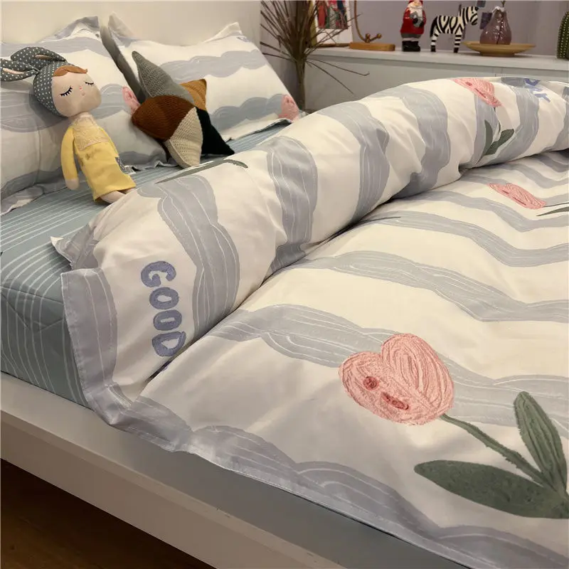 

Bed Set Queen Size Queen Bedding with ... Bedclothes Bed Sheets Set Duvet Couple Double Bed Sheet Bedspread Comfort Sets
