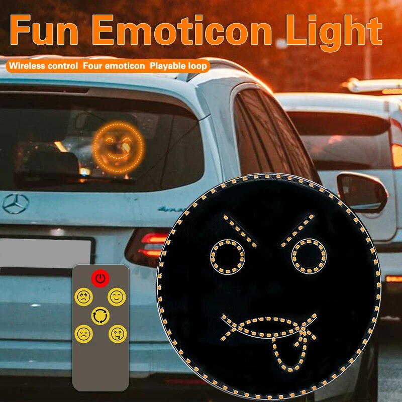 Car Screen LED Fun Expression Light Dynamic Remote Smart Emotion Switch LED Light for Road Window Warning Reminder Display Lamp