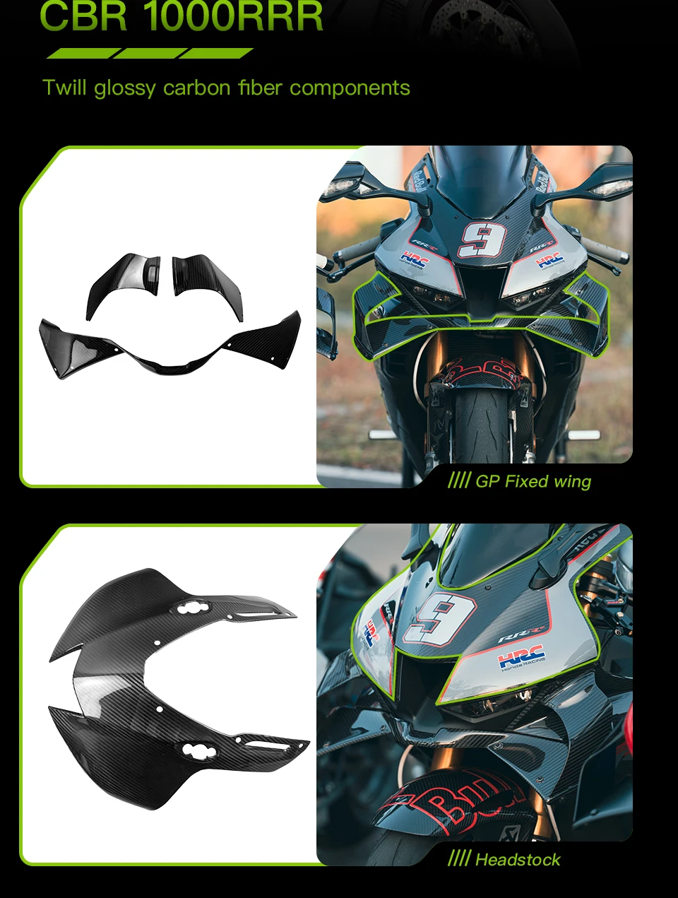 Für Honda CBR1000R Carbon Fiber Zubehör Seite Panel Verkleidung Undertray Schwanz Panel Schwinge Kraftstoff Tank Seite Panel Kit – Detail 2
