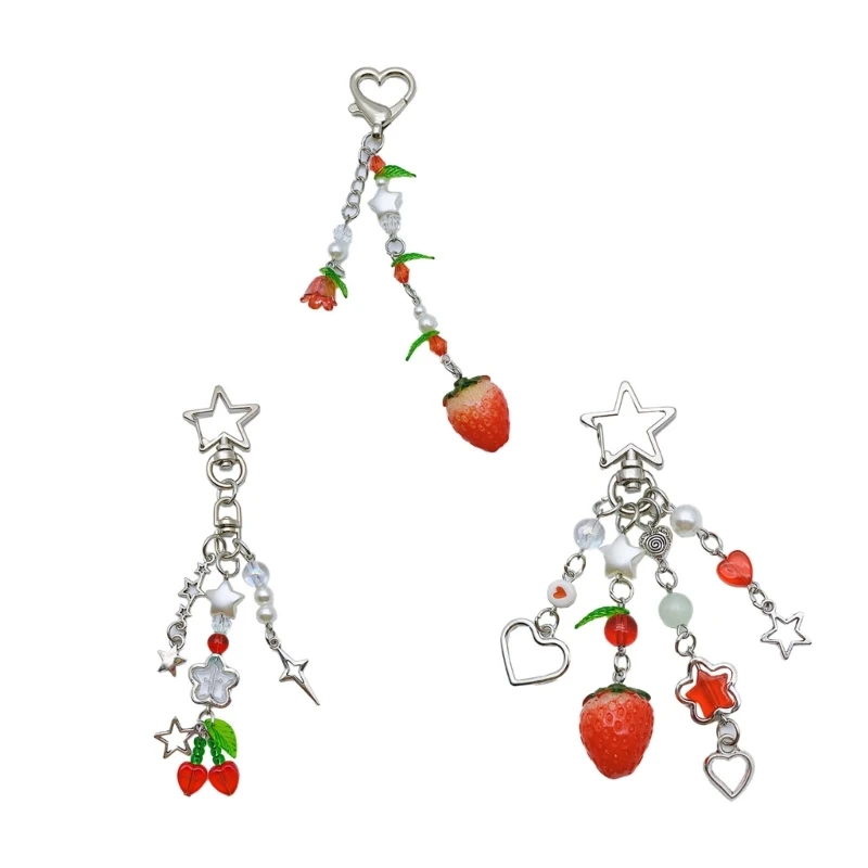 Portachiavi Simpatico A Forma Di Ciliegia Con Ciondolo Rosso E Cuore Dorato – Regalo Per Donne E Ragazze