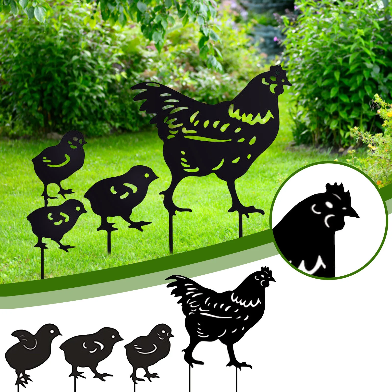 gold-metal-chicken-garden-ornament-hollow-outdoor-yard-decor