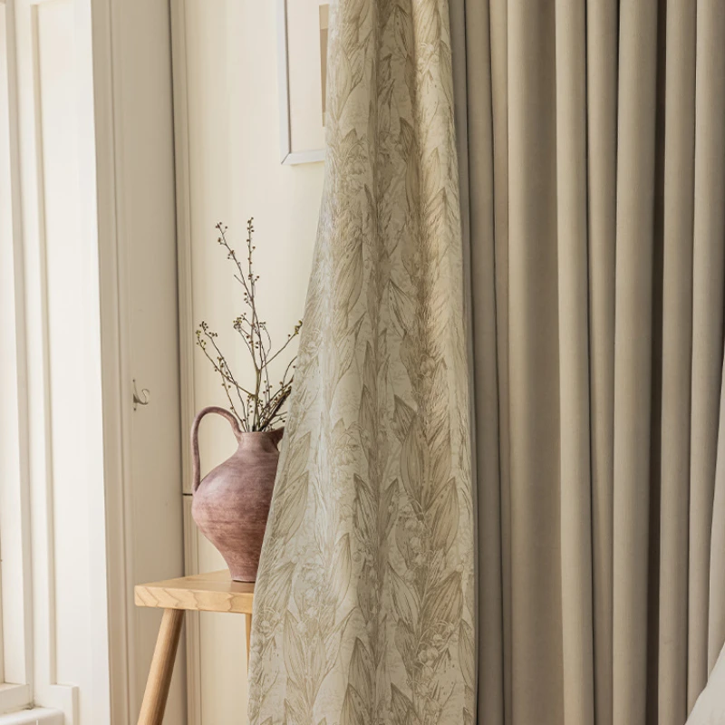 

Chenille splicing curtains blackout French living room bedroom new living room vintage light luxury literary style