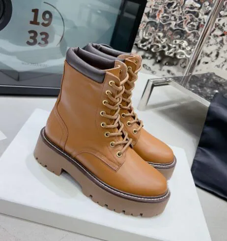

Moraima Snc Brown Leather Lace-up Chunky Heels Ankle Boots Women Autumn Round Toe Motorcycle Riding Boots Black