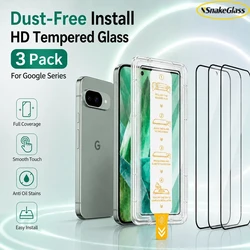 3 - Pack Easy Install Dust - Free HD Tempered Glass Screen Protectors - High Definition