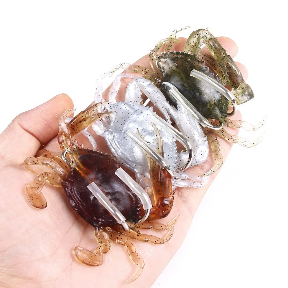 ALASICKA 8/10CM Bionic Crab Silicone Soft Bait Artificial Lifelike Fishing Lure Freshwater Fish Jig Head Bait For Fishing Tackle