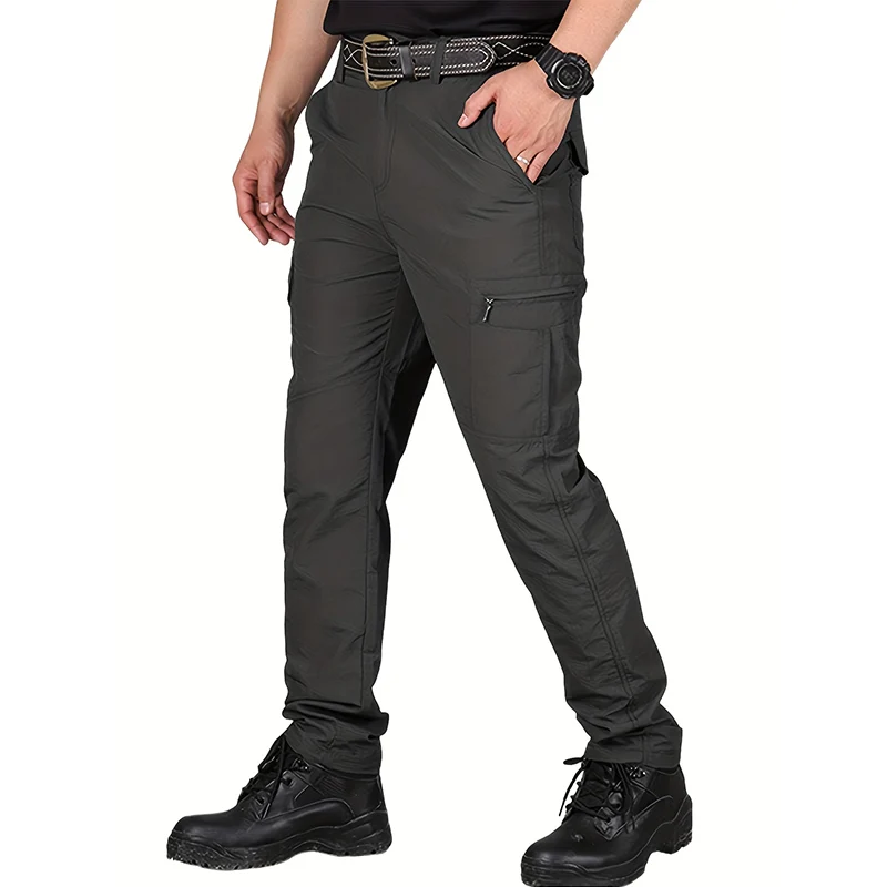 Casual Men Pants Summer Multiple Pockets Cargo Pants Quick Dry Thin Trousers Outdoor Hiking Workout Breathable Long Pant New 4