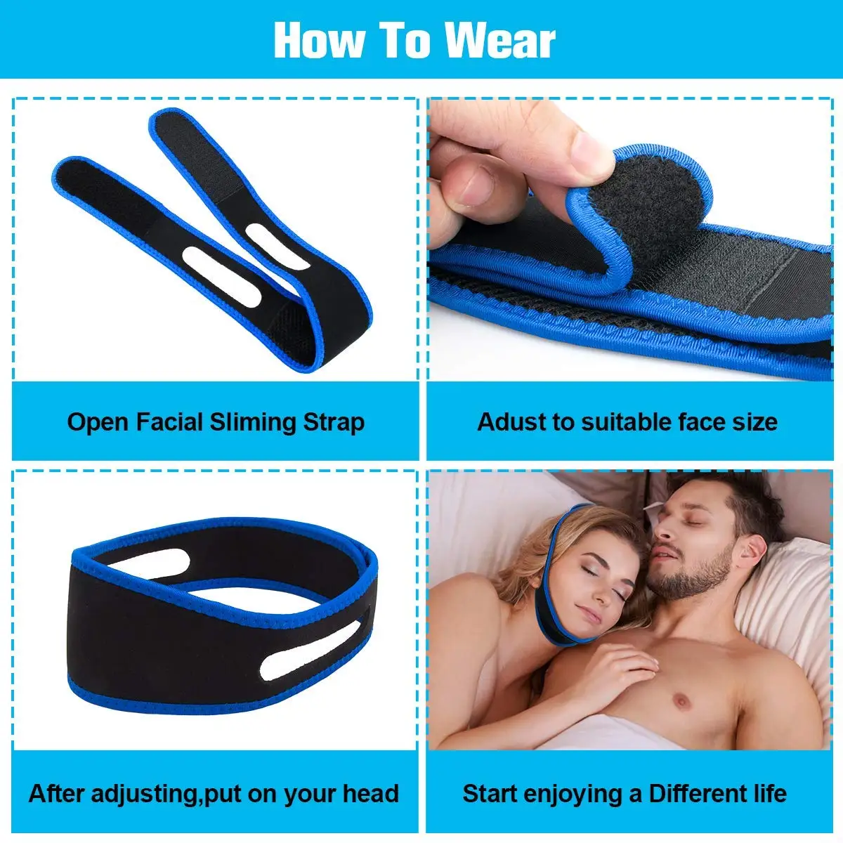 Anti Snoring Belt Triangular Chin Strap Mouth Guard Gifts for Women Men Better Breath Health Snore Stopper Bandage Sleep Aid