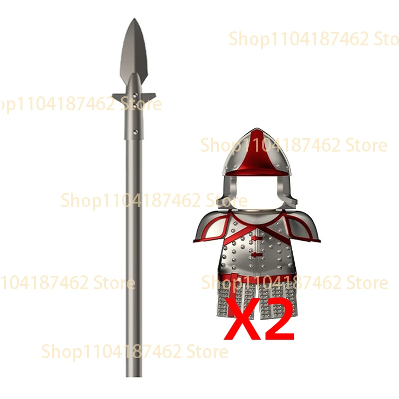 Medieval Knight Army Set with Green Dragon and Wolf Warrior Building Blocks