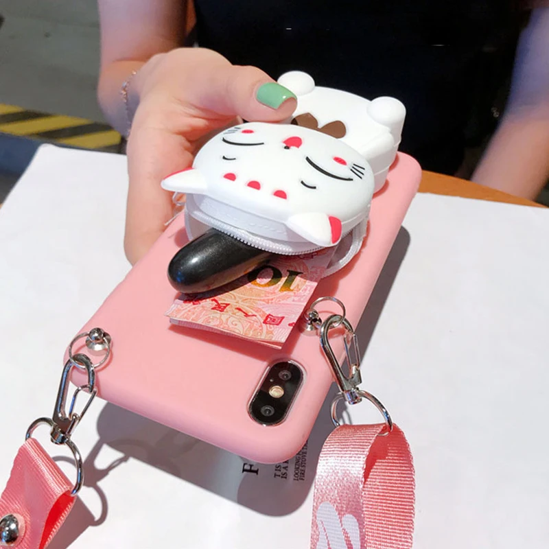 Cartoon 3D Cat Wallet Cover with Cute Panda Design - Soft Animal Case
