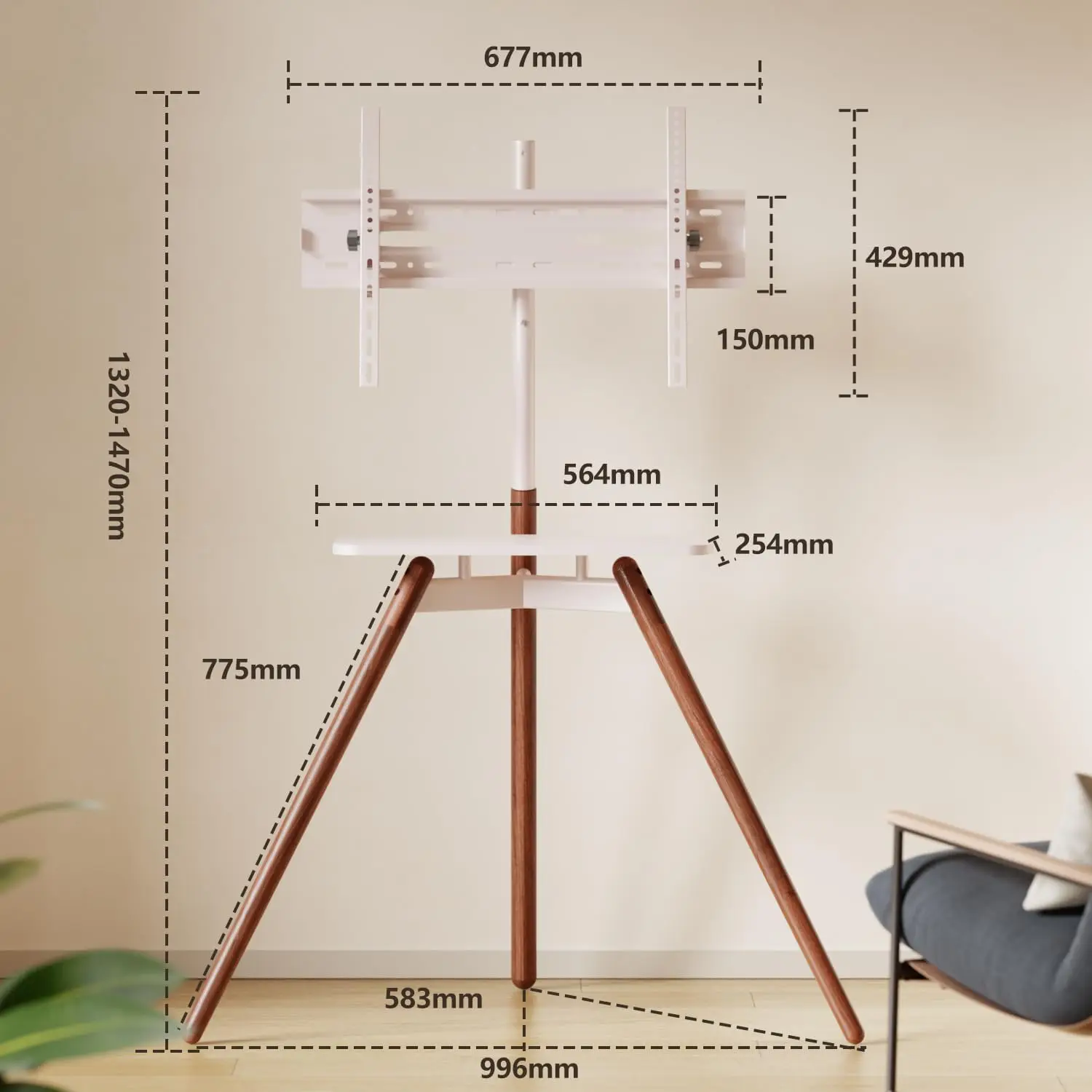 حامل تلفزيون لشاشات 32-75 بوصة - حامل تلفزيون ثلاث...