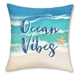 홈 장식 Seas the Day & Ocean Vibes 비치 베개 패턴 쿠션 커버 소파 침실 자동차 베개 커버에 적합