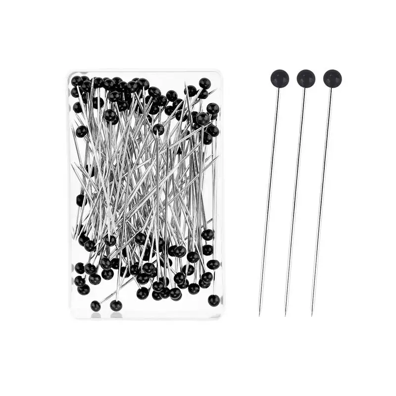 100 יחידות / קופסה סיכות תפירה זכוכית ראש סיכות לתפירת שמלות סיכות פנינים לרקמה עצמית כלי תפירה מיקום