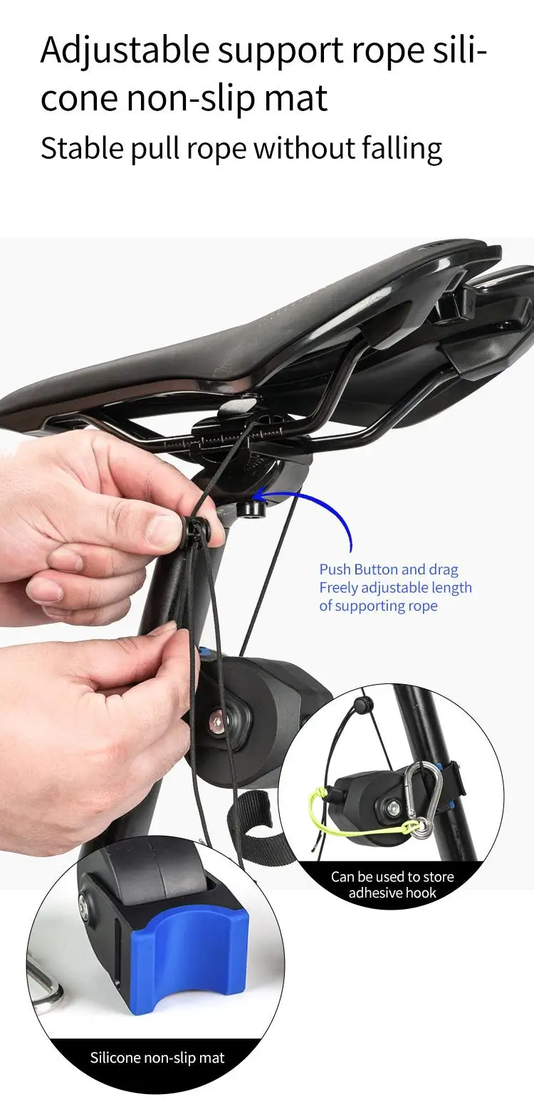Neue Fahrrad Abschleppseil Flexible Versenkbare Fahrrad Traktor Mountainbike Eltern-kind-Zug Seil Abschleppen Anhänger Outdoor Radfahren Werkzeuge – Detail 4