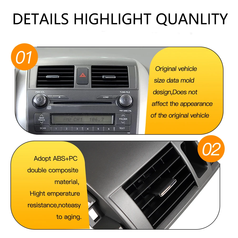 55670-02160 Center Dash A/C Outlet Air Vent Panel fit for Toyota Corolla 08-13 Conditioning Outlet Panel Grille Cover55663-02060