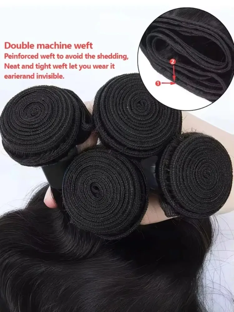 30 32 Inch 14A Body Wave Human Hair Bundle Natural Black 1 3 4 Bundles Remy Unprocessed Virgin 100% Raw Human Hair Extensions