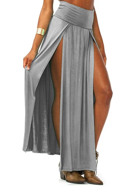 Summer Solid Long Maxi Skirt