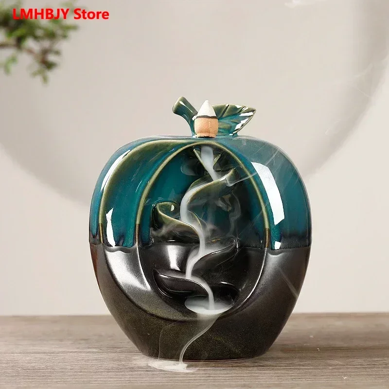 

LMHBJY Green Backflow Incense Burner Creative Fruit Modeling Ornamental Ornaments Backflow Aromatherapy Furnace Crafts Ornaments