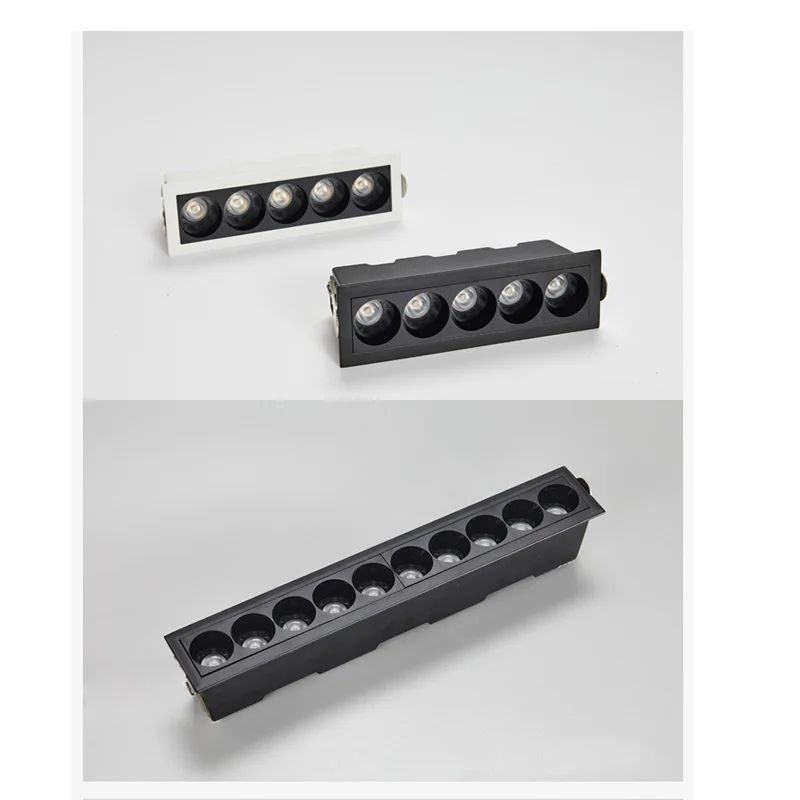 LED Linear Grille Lights Embedded COB LED Spotlights 10W 20W 30W Wall Light Aluminum Indoor Lighting