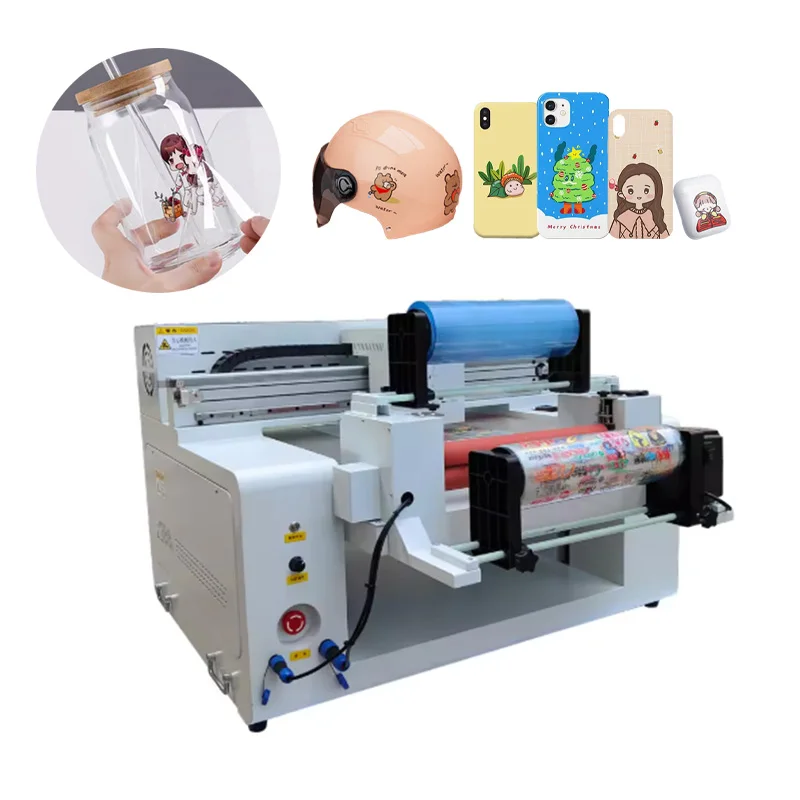 60*50cm UV 평판 및 롤 프린터, 로고 라벨 랩핑, A3 UV 및 UV DTF 프린터, 라미네이터 포함