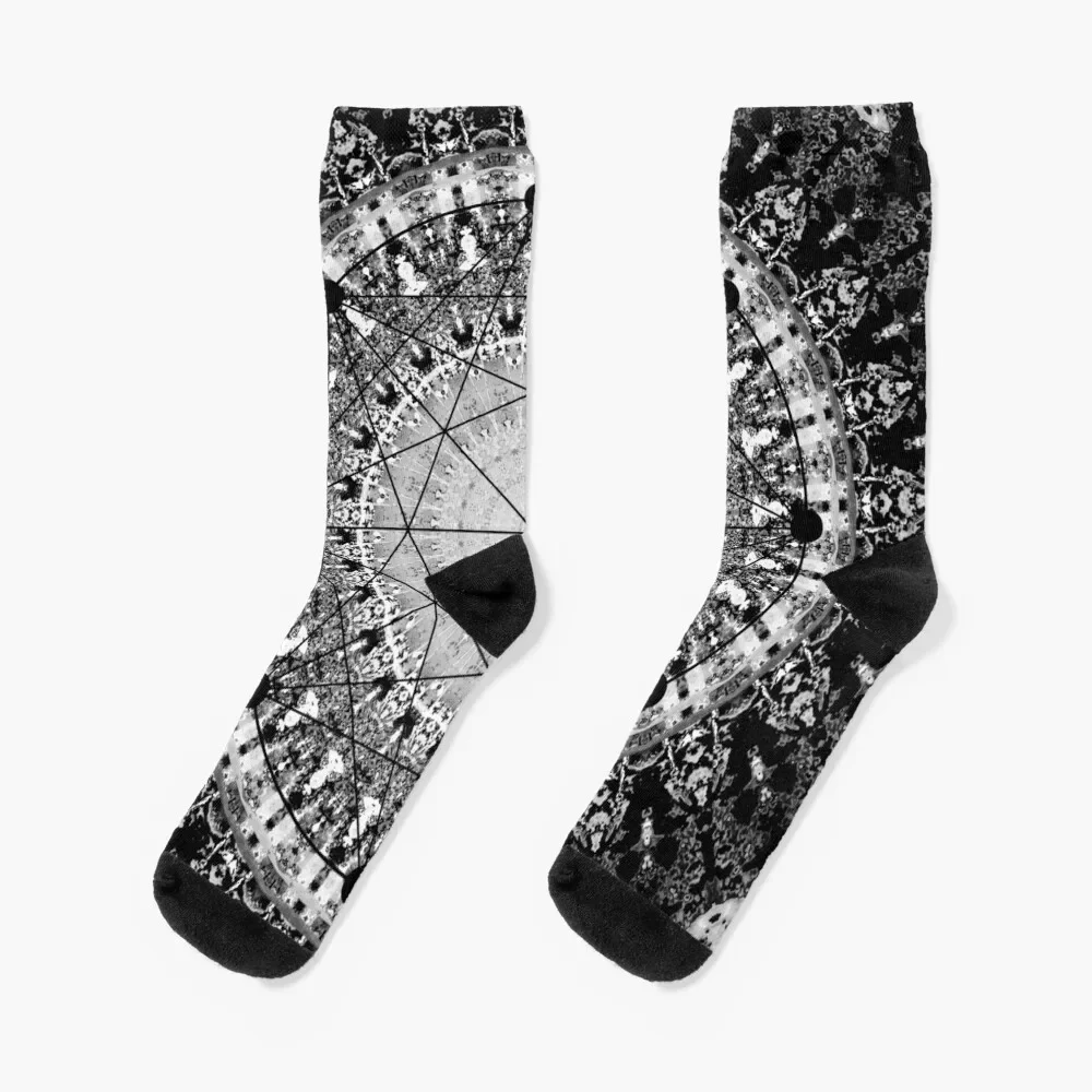 

Black and white mandala with sacred geometric Socks Heating sock christmas stocking Run Crossfit Men's Socks Women's