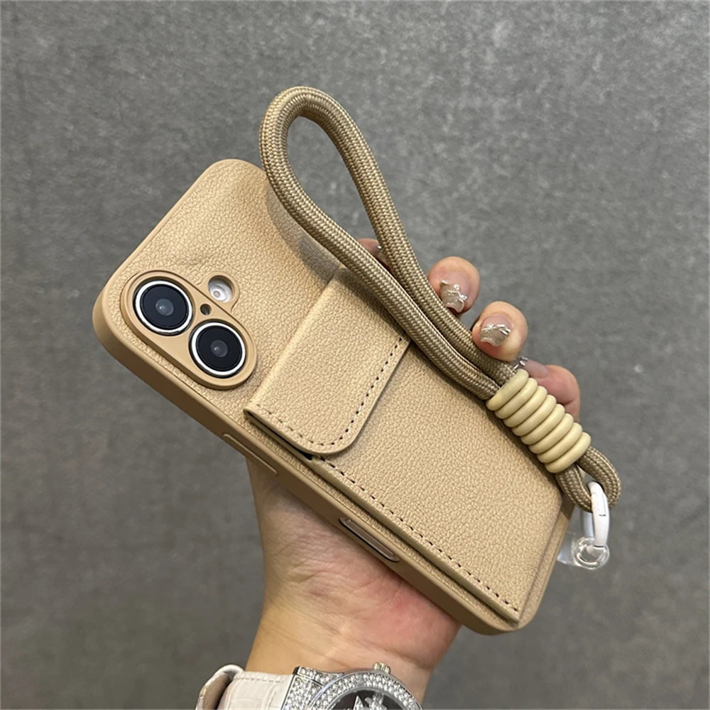 Personalised Leather Phone Case With Wrist Strap For Iphone Pro Max_voghion.com