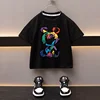 Boys Cotton T-shirt Cartoon Graffiti Bear Printed Girls Tees Summer Short Sleeve Children Tops High Quality Casual Kids Clothes 1