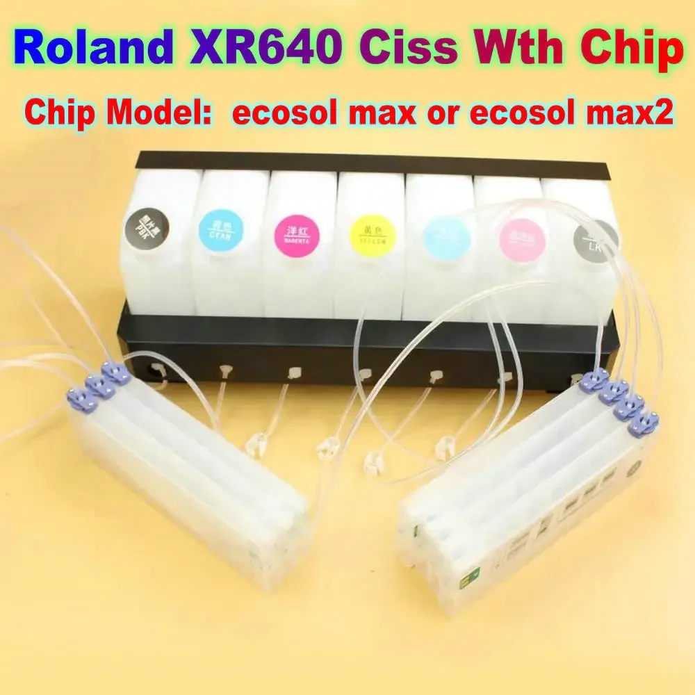 롤랜드 XR640 잉크 시스템용 Xr640 잉크 공급 시스템 장치, 롤랜드 XR-640 잉크 시스템 키트용 CISS, 자동 리셋 영구 칩 포함