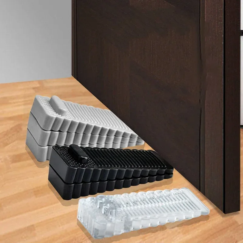 Silicone Door Stopper Safety Silicone Door Stop Stoppers Non-Slip Block Wedge Doorstops Home Office Door Rear Retainer Anti-collision Protect Hardware