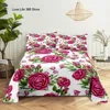 Pink Rose Bed Sheet Sets 3D Print Flowers Flat Soft Cover For Women Kids Girls King Queen Full Twin Size Linen Room Decor 2