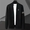High End Fashion Mens Knitted Cardigan Autumn Winter Preppy style Business Casual Slim Deer Head Embroidery Pocket Sweater Coat 3